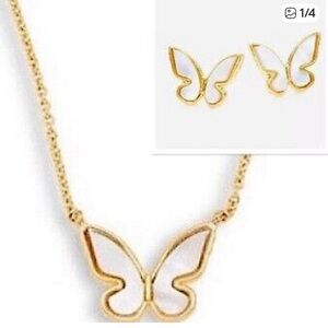 Kate Spade Gold and White Butterfly Necklace Set